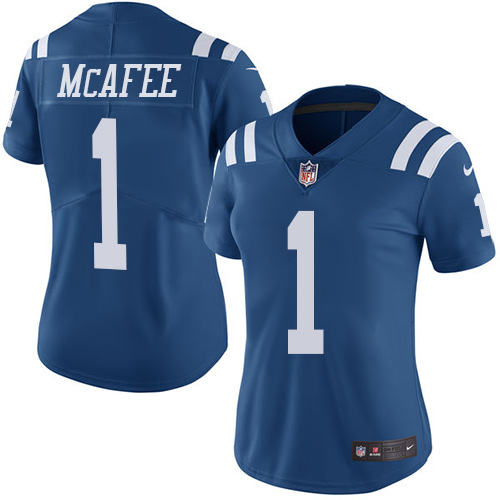 Indianapolis Colts #1 Limited Pat McAfee Royal Blue Nike NFL Women Rush Vapor Untouchable Jersey